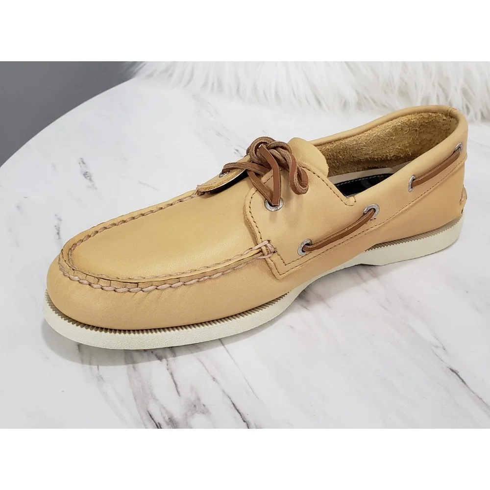 NEW NO BOX MENS SIZE 9.5 Sperry A/O 2-EYE WHISPER YELLOW slip on boat shoes